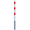 Barrier posts | Steel tube  60 x 2,5 mm | removable | with triangular locking mechanism | hot-dip galvanized and white coated withthree red reflecting stripes | without eyelet